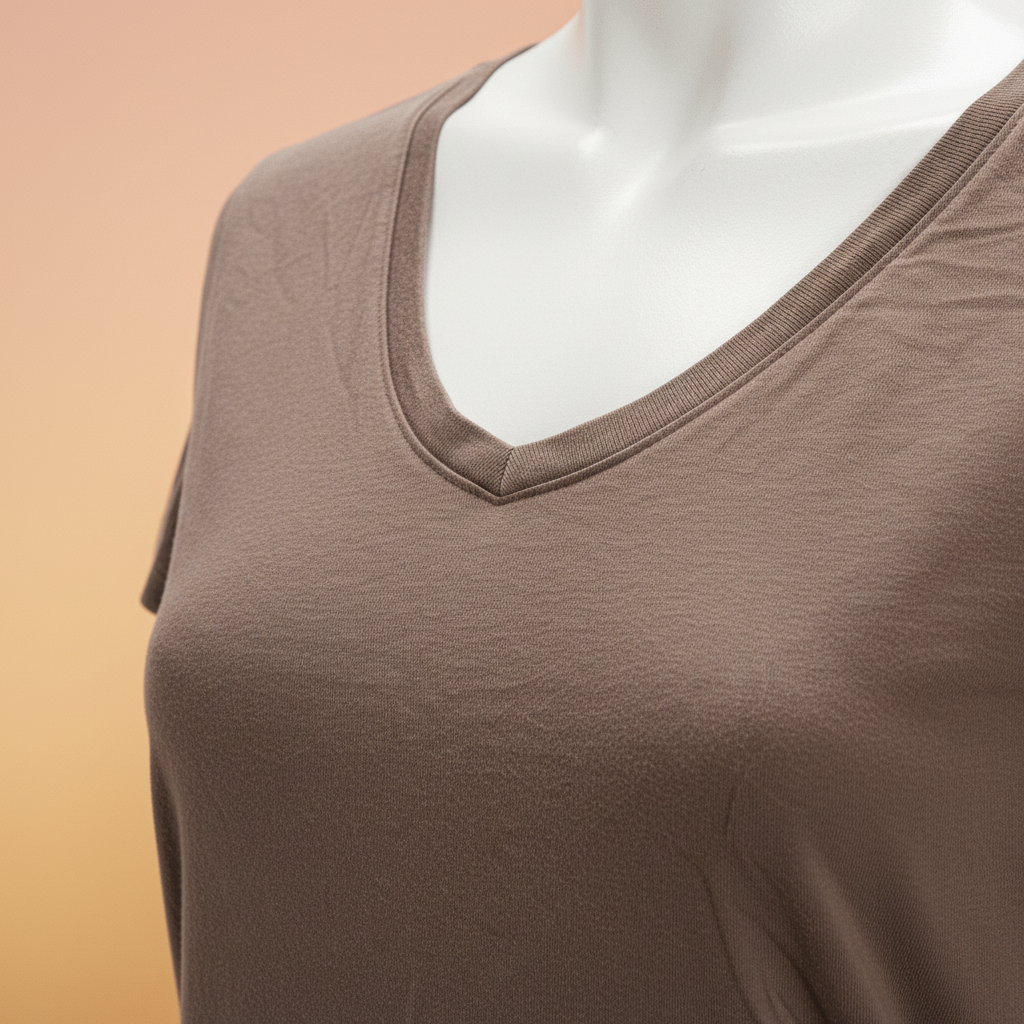 Brown Crew Neck Cotton Tee