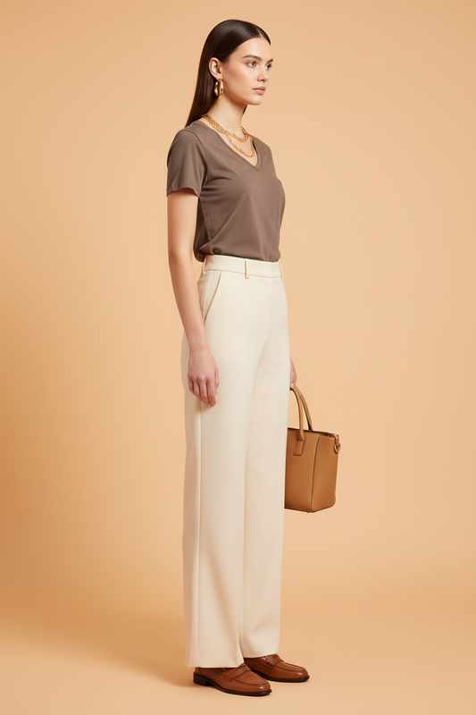 Brown Crew Neck Cotton Tee