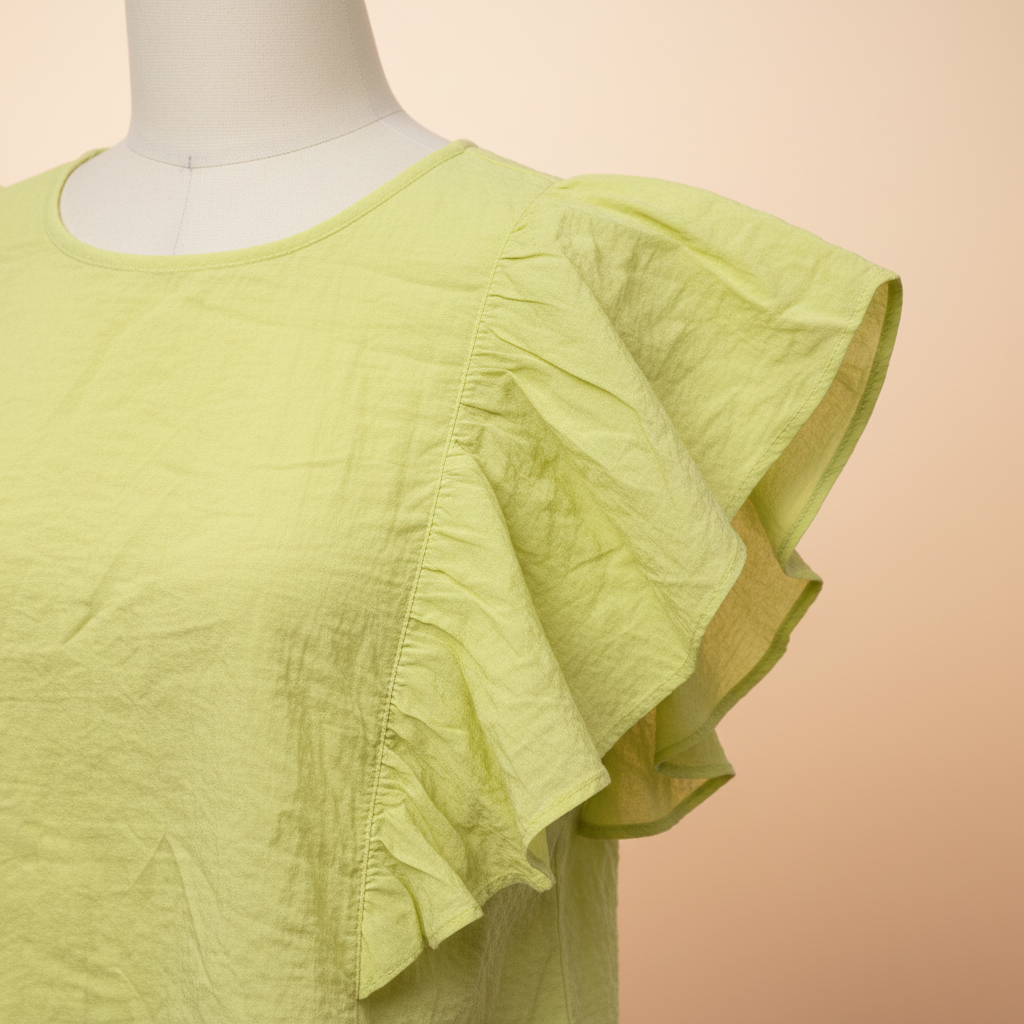 Lime Green Ruffle Sleeve Blouse